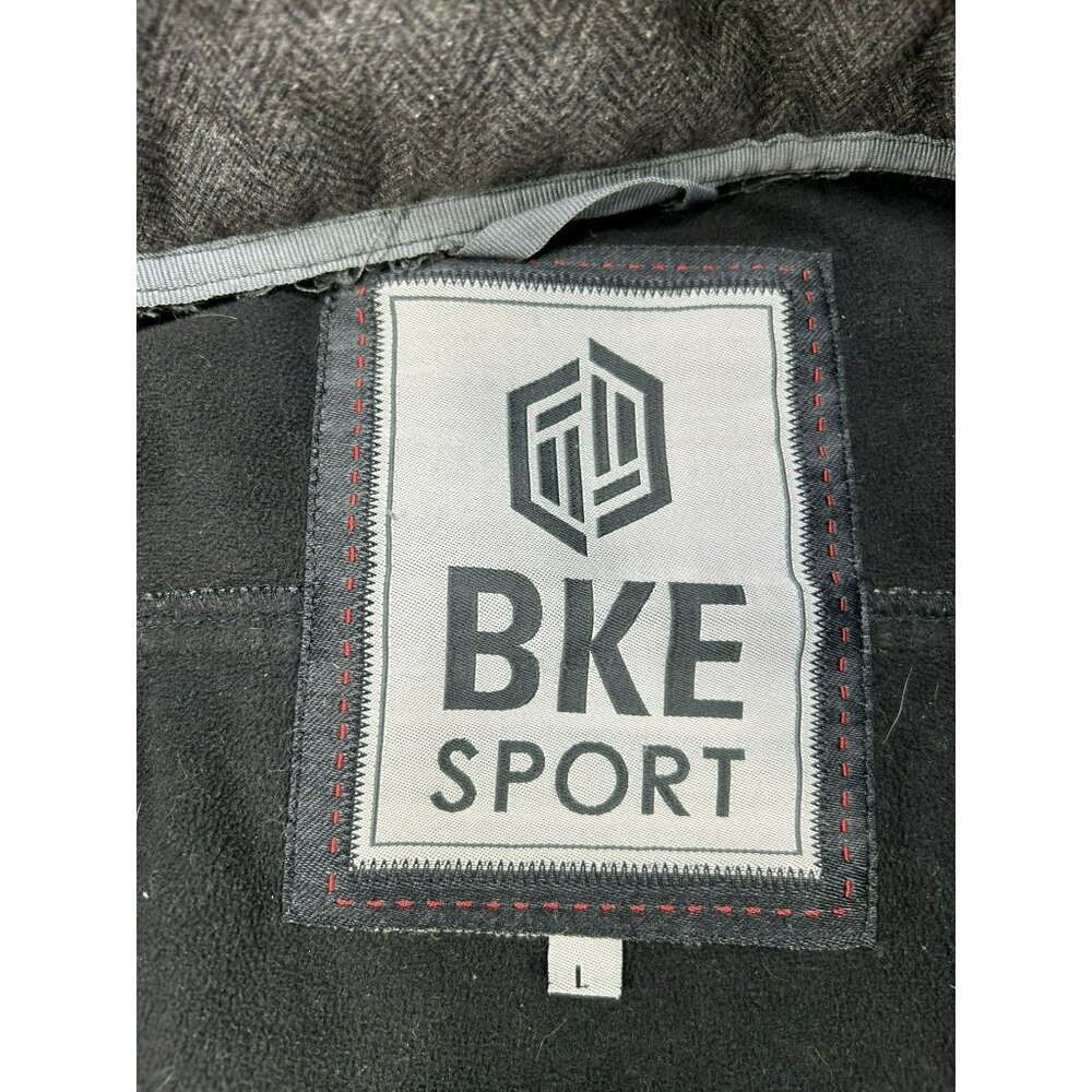 BKE Sport Gray Herringbone Full-Zip Hooded Jacket With Adjustable Velcro Cuffs & - Picture 7 of 8